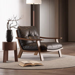 Load image into Gallery viewer, Mid Century Modern Faux Leather Lounge Chair Solid Wood Frame Accent Chair Deep Seat Leisure Armchair