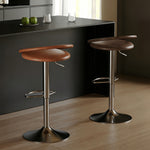 Load image into Gallery viewer, Modern Swivel Adjustable Bar Stool Set of 2 Brown Upholstered Seats Stainless Steel Base