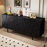 Load image into Gallery viewer, 55.1"/70.8"Modern Walnut Sideboard Geometric Storage Cabinet with Metal Legs