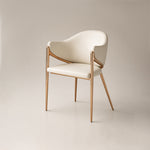 Load image into Gallery viewer, Modern Bouclé Dining Chair with Gold Metal Frame and Curved Backrest 1 Piece