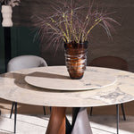 Load image into Gallery viewer, Modern Round Dining Table with Lazy Susan and Sculptural Pedestal Base