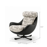Load image into Gallery viewer, Printed Swivel Lounge Chair with Black Faux Leather Shell