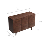 Load image into Gallery viewer, 3 Door Cabinet Modern Walnut Veneer Adjustable Shelves Solid Ash Base