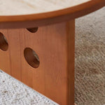 Load image into Gallery viewer, 46.8'' Modern Sculptural Oval Coffee Table with Geometric Cutout Base Contemporary Accent Table for Living Room