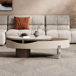 Load image into Gallery viewer, 46.8'' Modern Lift-Top Coffee Table with Sintered Stone Top & Wood Base Sculptural Curved Design with Hidden Storage
