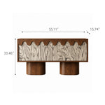 Load image into Gallery viewer, 55.1'' Wabi-Sabi Walnut TV Stand with Scalloped Doors Mid Century Modern Media Console