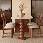 Load image into Gallery viewer, Modern Dining Table Solid Wood Base Ceramic Stone Top Minimalist Design
