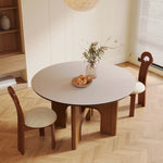 Load image into Gallery viewer, Modern Round Dining Table with Solid Wood Base and Ceramic Stone Top