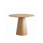Load image into Gallery viewer, Modern Round Dining Table with Walnut Veneer Top & Travertine-Inspired Pedestal Base