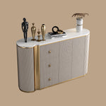 Load image into Gallery viewer, 58.5'' Modern Luxe Sideboard with 3 Drawers Khaki & Gold Elegance