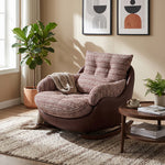 Load image into Gallery viewer, Rocking Lounge Chair with Textured Upholstery and Brown Wraparound Shell