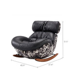 Load image into Gallery viewer, Rocking Lounge Chair with Black Cushions and Abstract Patterned Shell