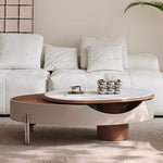 Load image into Gallery viewer, 46.8'' Modern Lift-Top Coffee Table with Sintered Stone Top & Wood Base Sculptural Curved Design with Hidden Storage