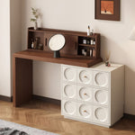 Load image into Gallery viewer, Modern 6-Drawer Dresser with Sculpted Front Panels & Walnut Vanity Top Minimalist Makeup Vanity Storage Cabinet