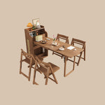 Load image into Gallery viewer, 69'' Rattan Dining Cabinet Table Set Foldable Storage Multi-Chair Design Solid Wood Finish