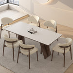 Load image into Gallery viewer, Modern Dining Table White Rock Slab Top Solid Wood Base