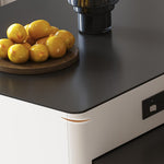 Load image into Gallery viewer, Black & White Extendable Kitchen Island with Storage and Built-In Power Outlets