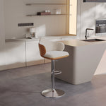 Load image into Gallery viewer, Modern Adjustable Swivel Bar Stool Burgundy Chenille Upholstered Seat Beige Accent Chrome Base Counter Height Bar Chair 1 Piece