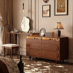 Load image into Gallery viewer, Vintage Solid Wood Shoe Cabinet with Extendable Tabletop Mid-Century Entryway Storage Console with Drawers