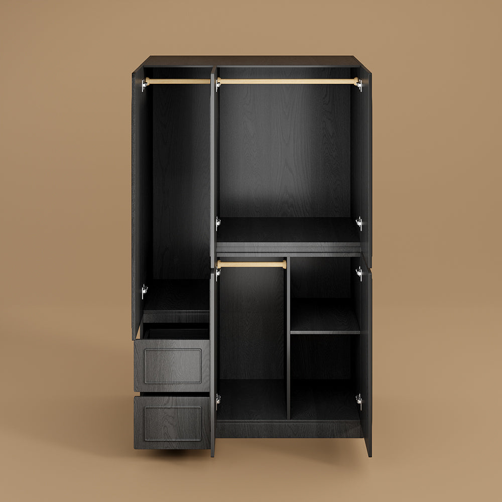 Modern Black Three-Door Wardrobe with Drawers Eco-Friendly Design & Elegant Storage