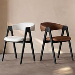 Load image into Gallery viewer, Modern Nordic Dining Chair Set of 2 PU Leather & Solid Wood Frame