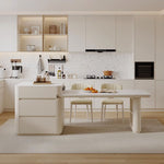 Load image into Gallery viewer, White Multi-Function Expandable Kitchen Island with Storage & Built-In Outlets
