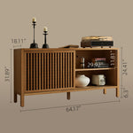 Load image into Gallery viewer, 64'' Japanese-Style Wood Sideboard with Slatted Doors