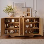 Load image into Gallery viewer, Modern Sculptural Sideboard Cabinet with 3D Curved Panel Doors Minimalist Wooden Buffet for Dining & Living Rooms