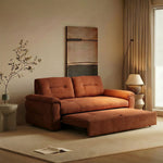 Load image into Gallery viewer, 74.8" modern pull-out sofa bed in terracotta with plush upholstery and tufted backrest