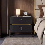 Load image into Gallery viewer, Luxury Bedside Table with Textured Front Panels and Brass Accents
