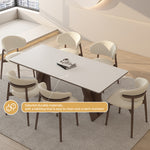 Load image into Gallery viewer, Modern Dining Table White Rock Slab Top Solid Wood Base
