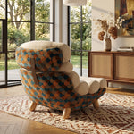 Load image into Gallery viewer, Modern Sculptural Lounge Chair with Plush Cushion and Solid Wood Legs