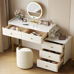 Load image into Gallery viewer, Modern White Vanity Desk with Mirror and Drawers Makeup Dressing Table with Storage Cabinet and Stool