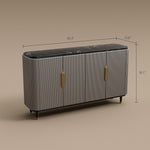Load image into Gallery viewer, 62.4'' Modern Luxury Elegant Gray and Gold Sideboard with Shelves