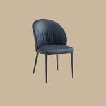 Load image into Gallery viewer, Contemporary Faux Leather Dining Chair with Curved Back Upholstered Seat Black Metal Legs 1 Piece