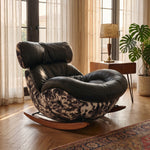 Load image into Gallery viewer, Rocking Lounge Chair with Black Cushions and Abstract Patterned Shell