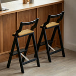 Load image into Gallery viewer, Modern Minimalist Counter Stool Solid Wood Bar Chair with Upholstered Seat 1 Piece