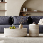 Load image into Gallery viewer, Modern Faux Travertine Round Coffee Table Set Minimalist Stone Texture Nesting Accent Tables