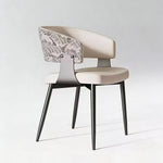 Load image into Gallery viewer, Set of 2 Modern Artistic Dining Chair Upholstered Seat Sculptural Textured Backrest Metal Frame Accent Chair