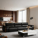 Load image into Gallery viewer, 123.2'' Modern Power Reclining Leather Sofa Remote Control Adjustable Deep Seat Lounge Couch
