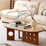 Load image into Gallery viewer, 46.8'' Modern Sculptural Oval Coffee Table with Geometric Cutout Base Contemporary Accent Table for Living Room