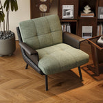 Load image into Gallery viewer, Modern Accent Lounge Chair Mixed Fabric and Faux Leather Armchair Upholstered Leisure Chair with Metal Legs