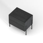 Load image into Gallery viewer, Modern Nightstand with Black Metal Legs Natural Wood Finish & Spacious Drawer