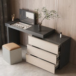 Load image into Gallery viewer, Gray Makeup Vanity Table with Mirror and Stool Storage Drawers