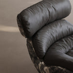 Load image into Gallery viewer, Modern Rocking Lounge Chair with Leather Cushion and Walnut Rocker Base