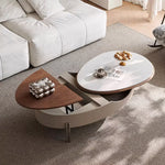 Load image into Gallery viewer, 46.8'' Modern Lift-Top Coffee Table with Sintered Stone Top & Wood Base Sculptural Curved Design with Hidden Storage