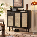 Load image into Gallery viewer, 43.3'' Modern Rattan Shoe Cabinet with Woven Doors and Storage Shelves