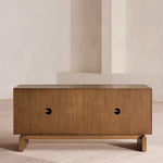 Load image into Gallery viewer, 62.99" Rustic Media Console with Circular Textured Doors and Concealed Storage and Cable Cutouts