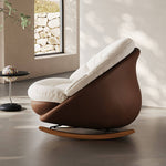 Load image into Gallery viewer, Cream Rocking Lounge Chair with Brown Wraparound Shell