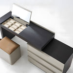 Load image into Gallery viewer, Gray Makeup Vanity Table with Mirror and Stool Storage Drawers